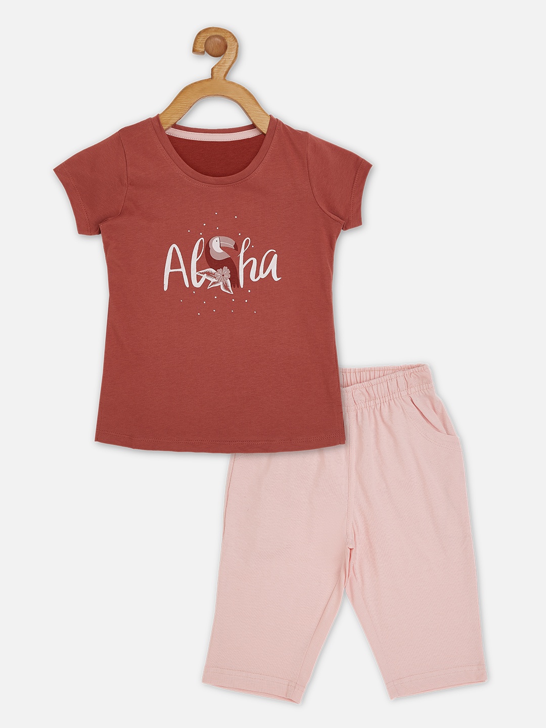 

Sweet Dreams Girls Red & Pink Printed Night suit