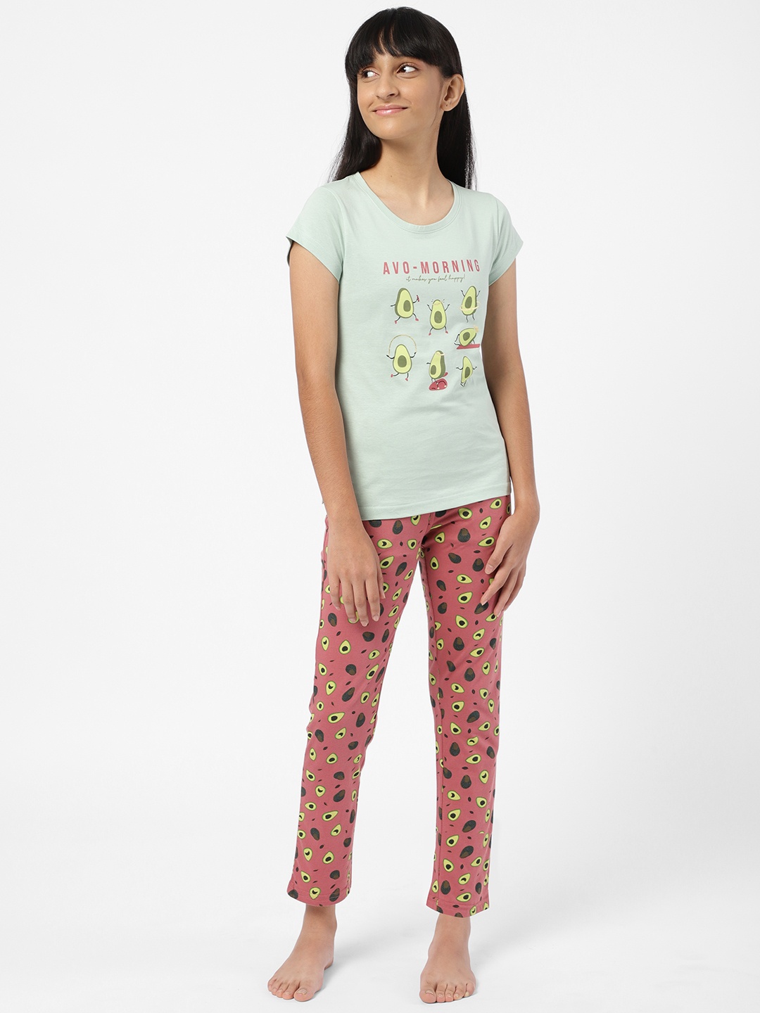 

Sweet Dreams Girls Green Printed Night suit