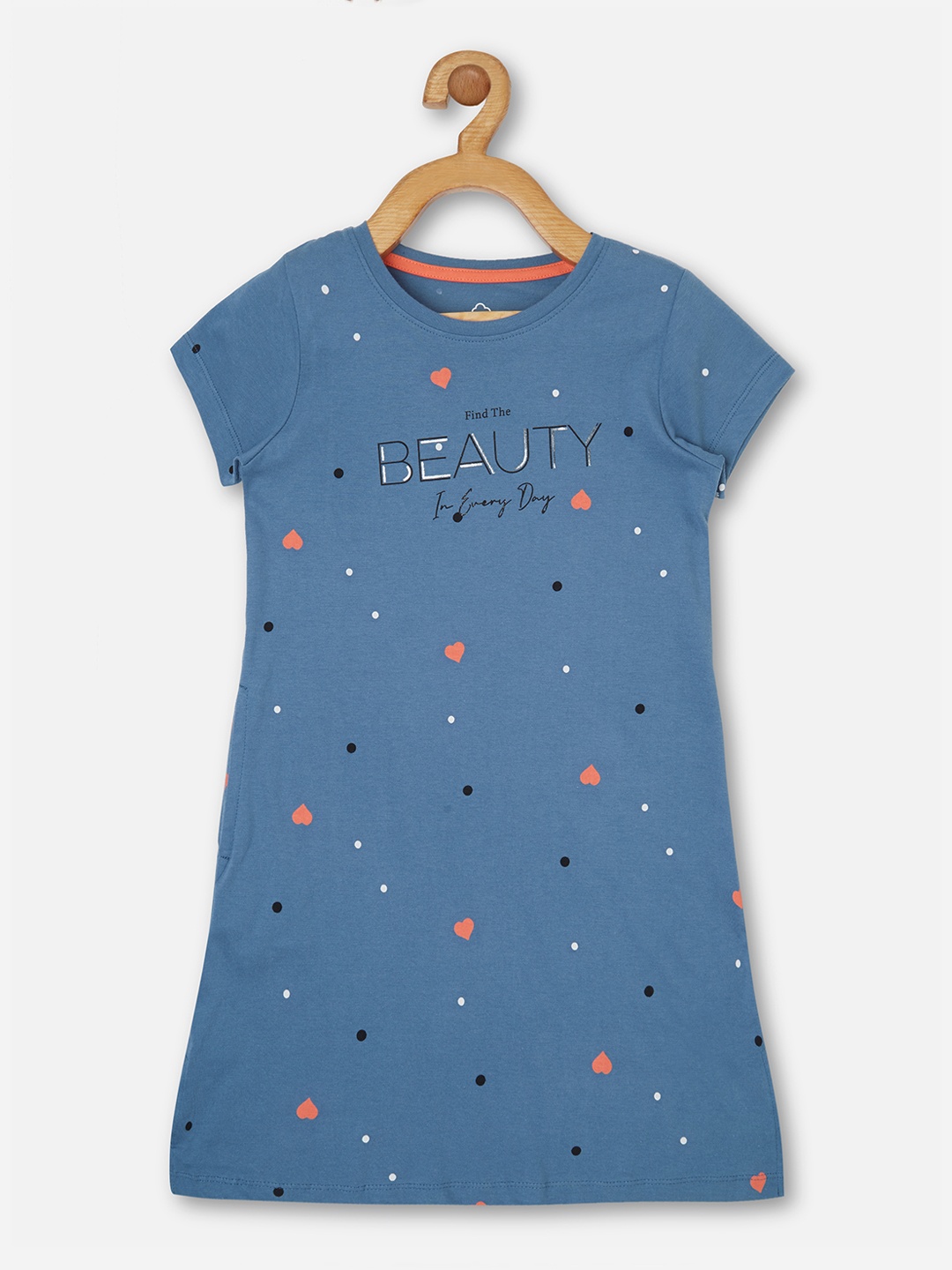 

Sweet Dreams Girls Blue Printed T-Shirt Pure Cotton Nightdress