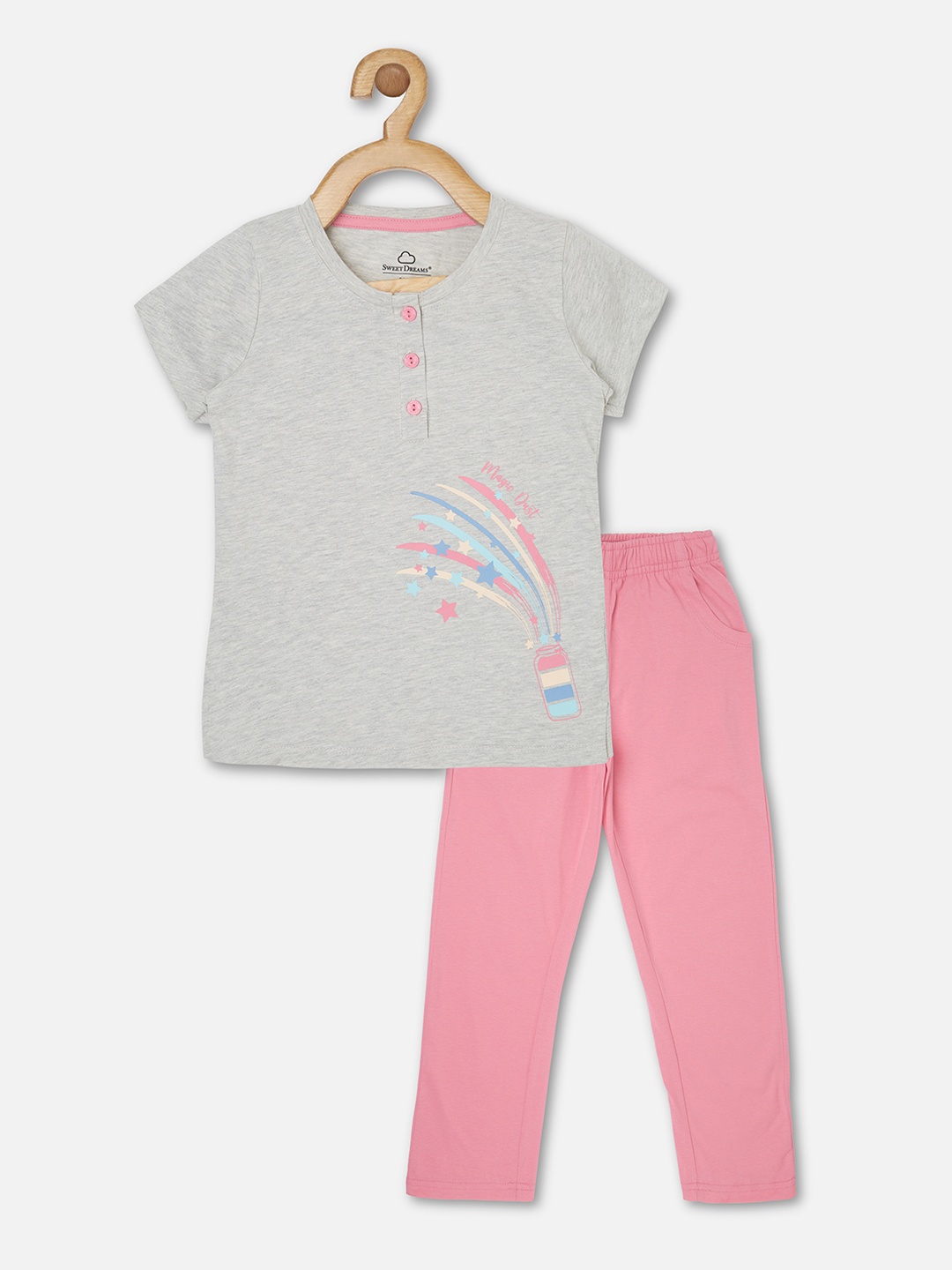

Sweet Dreams Girls Sea Green & Pink Night suit