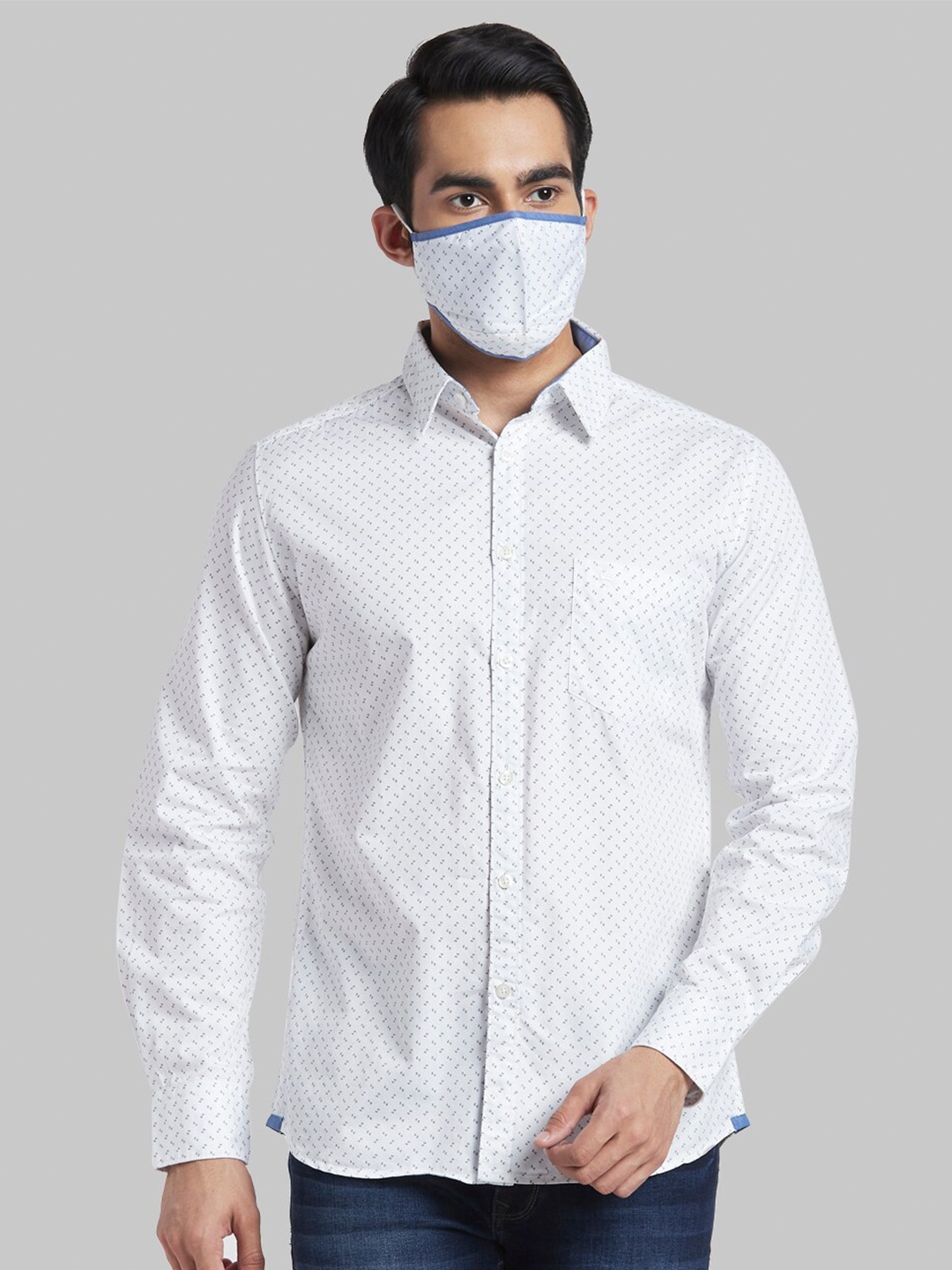 

Parx Men White Slim Fit Printed Cotton Casual Shirt