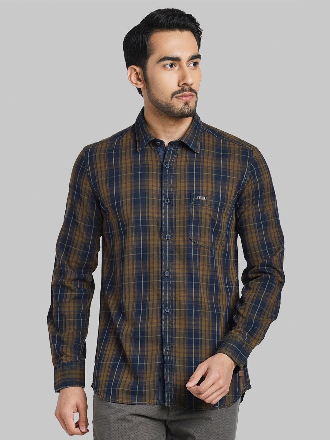 

Parx Men Brown Slim Fit Checked Cotton Casual Shirt