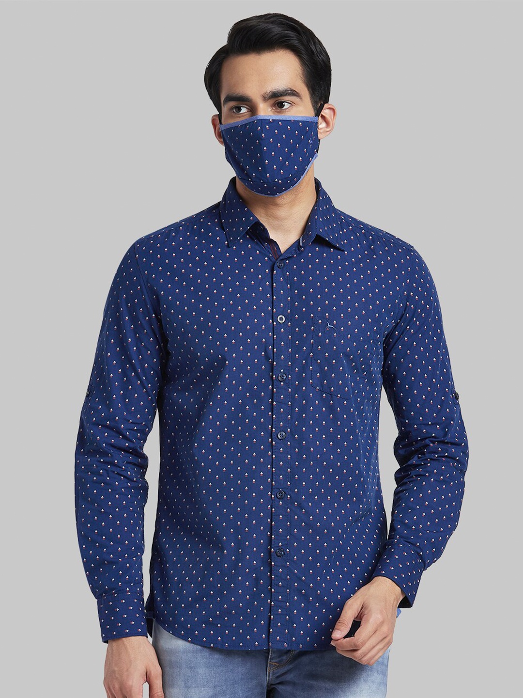 

Parx Men Blue Slim Fit Printed Casual Shirt