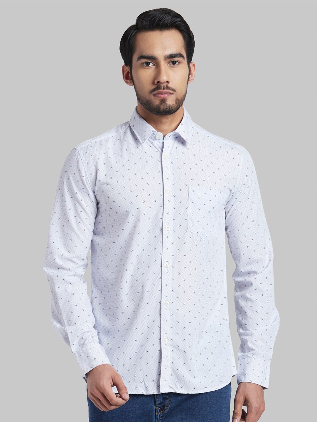 

Parx Men Blue Slim Fit Printed Casual Shirt