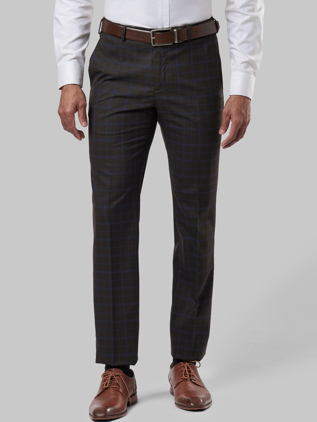 

Raymond Men Brown Checked Slim Fit Formal Trousers