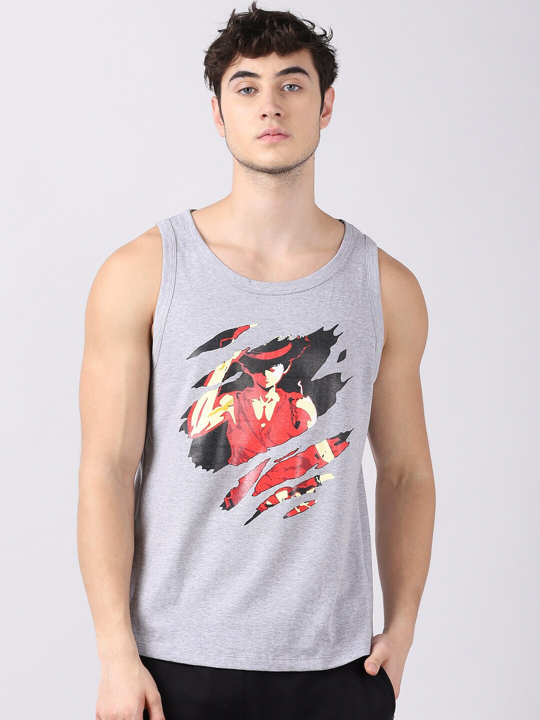 

Bushirt Men Grey & Black Printed Innerwear Vests