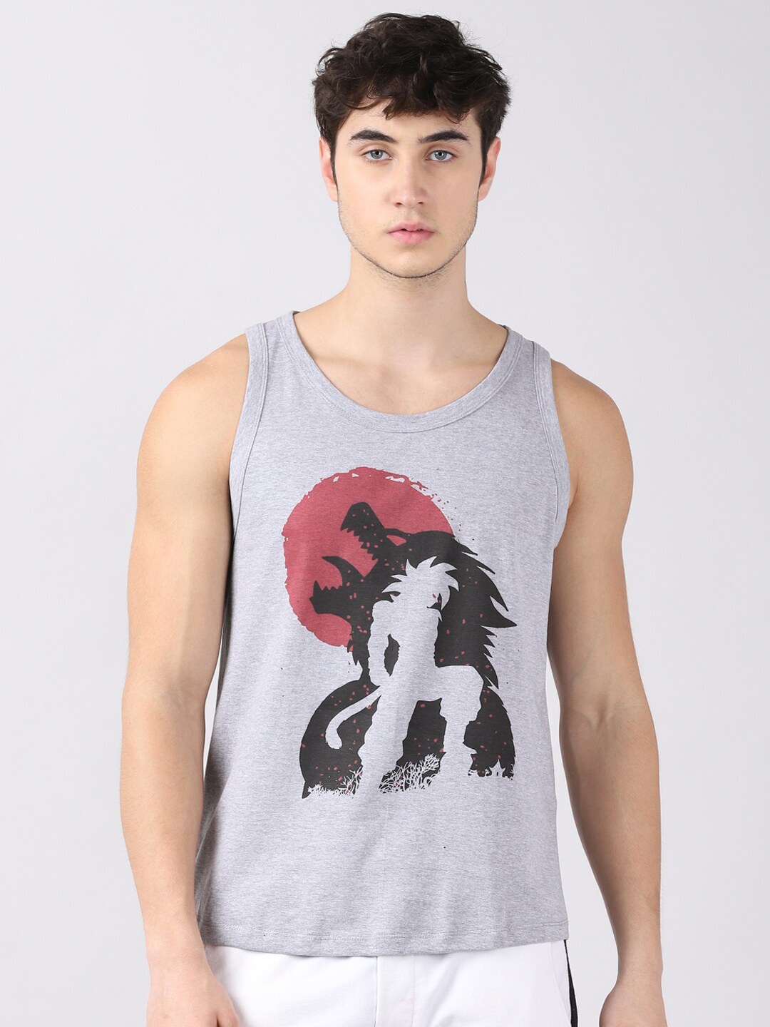 

Bushirt Men Grey Printed Pure Cotton T-shirt