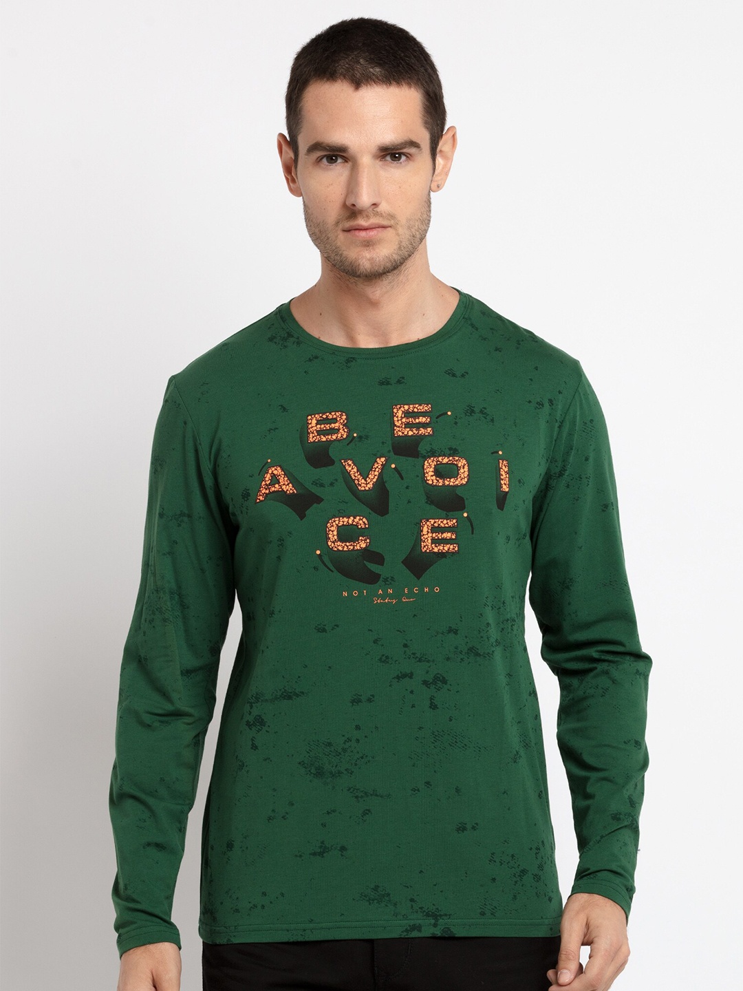

Status Quo Men Green & Orange Printed T-shirt