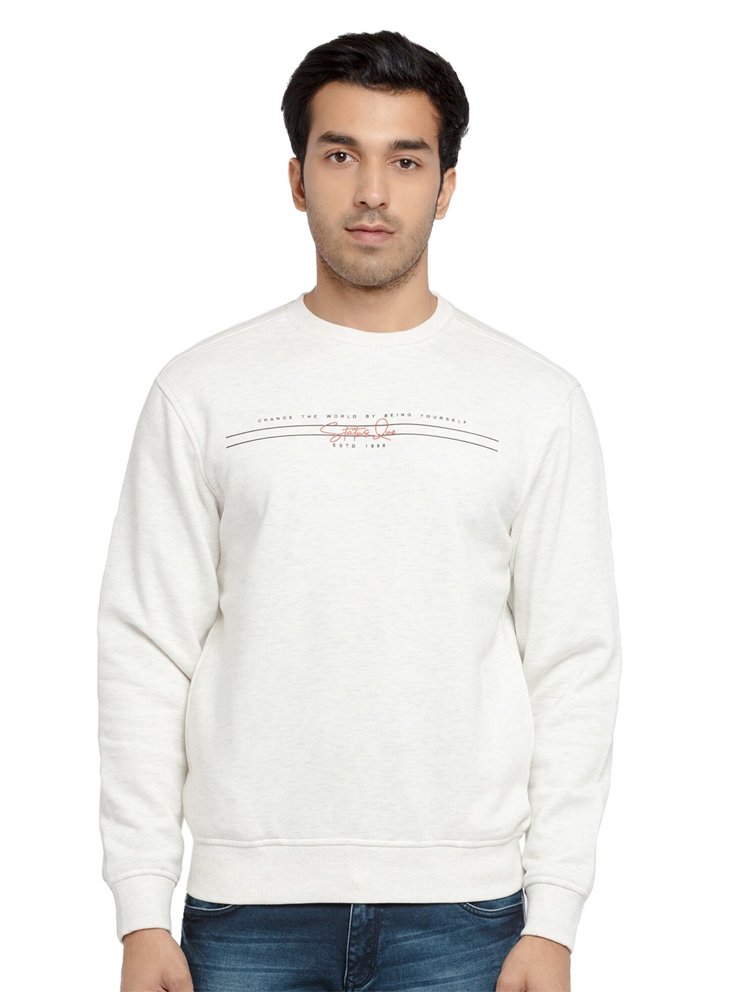 

Status Quo Men Off White Printed Regular Fit Sweatshirt
