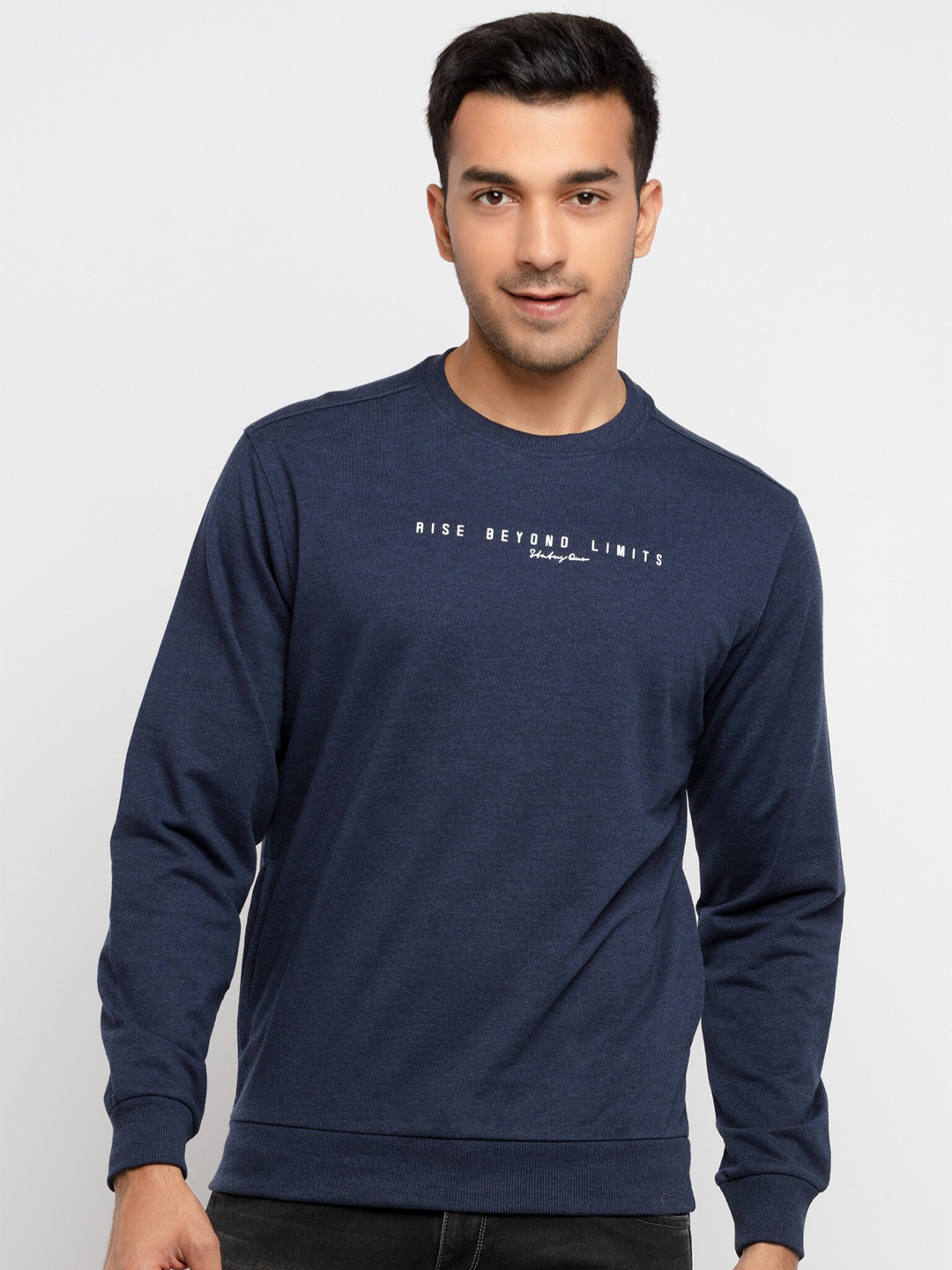 

Status Quo Men Navy Blue Printed Sweatshirt
