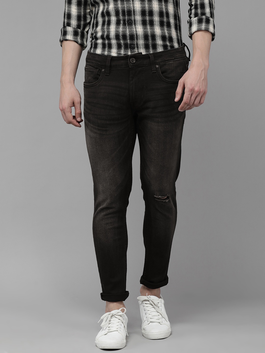 

Voi Jeans Men Black Cropped Skinny Fit Stretchable Jeans