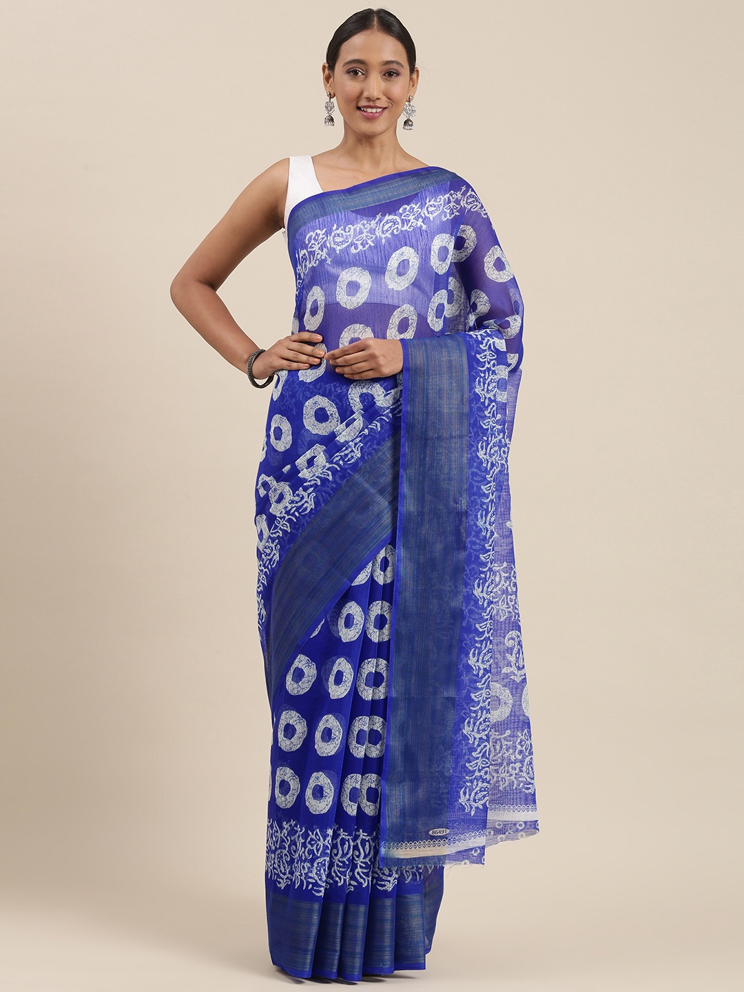 

Pothys Blue & White Ethnic Motifs Printed Saree