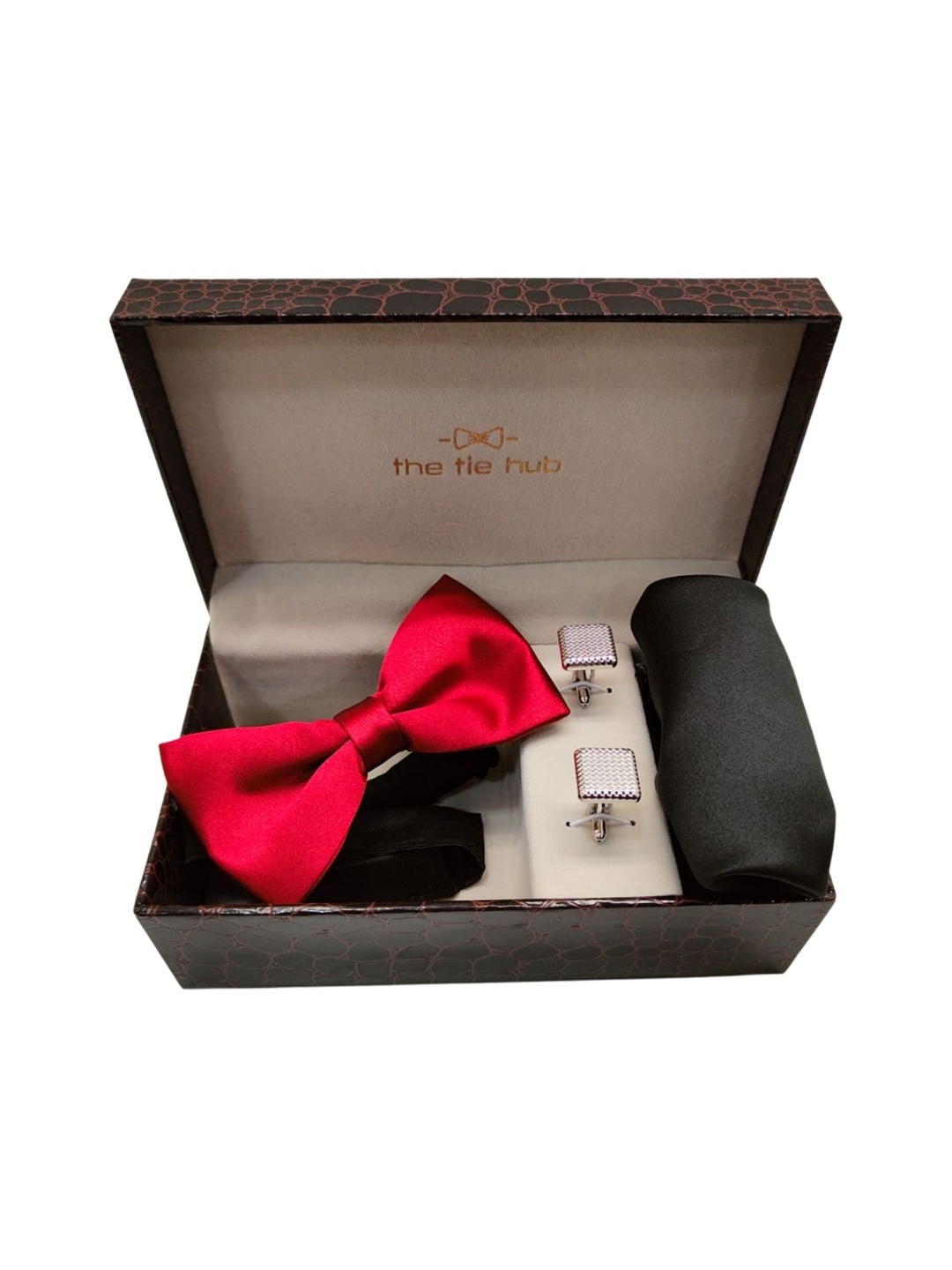 

The Tie Hub Men Red & Black Accessory Gift Set