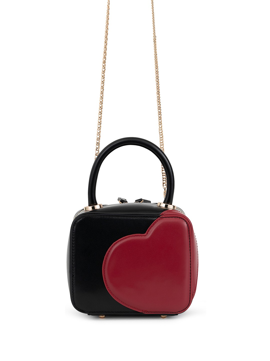 

MIRAGGIO Black & Red Colourblocked PU Structured Sling Bag