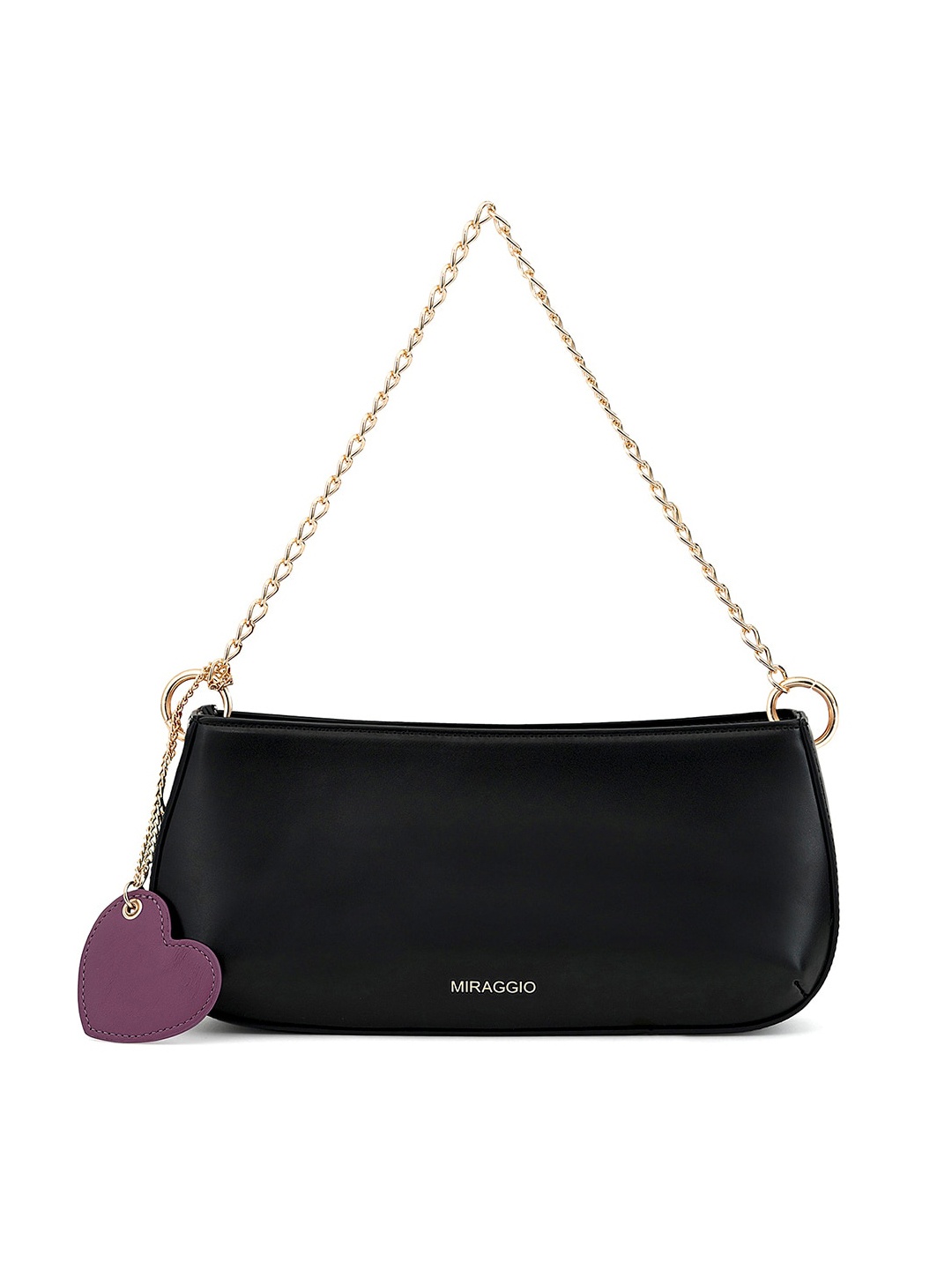 

MIRAGGIO Black Solid Shoulder Bag with Heart Charm
