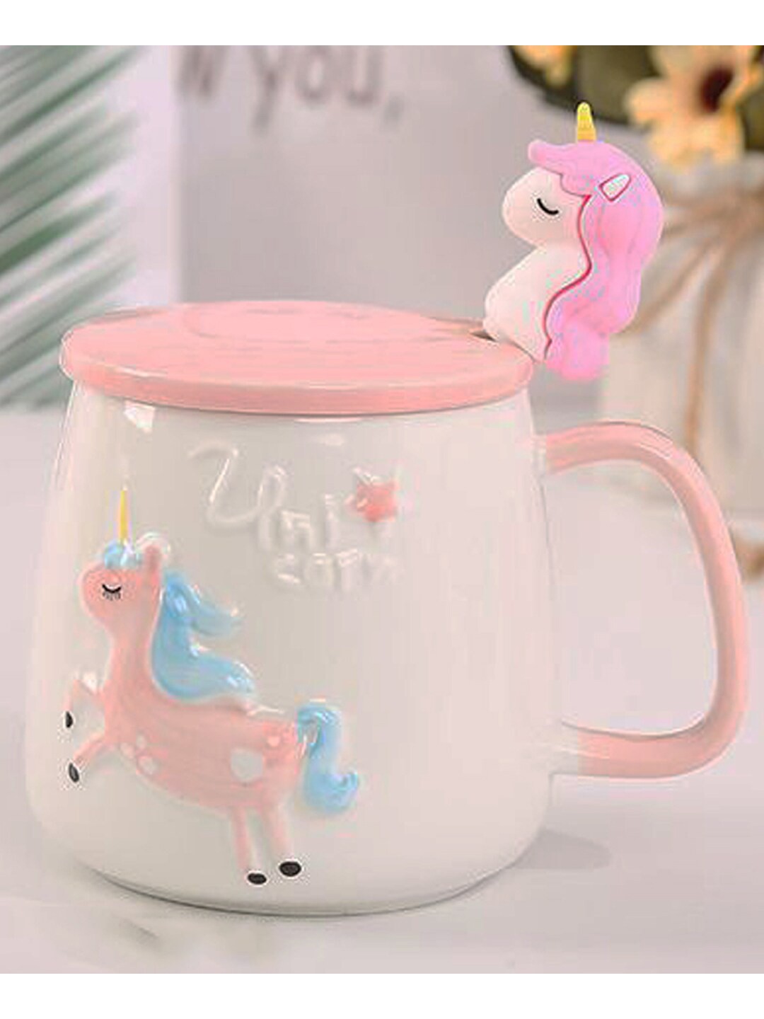 

BonZeaL Pink & Blue 3D Unicorn Ceramic Glossy Cups