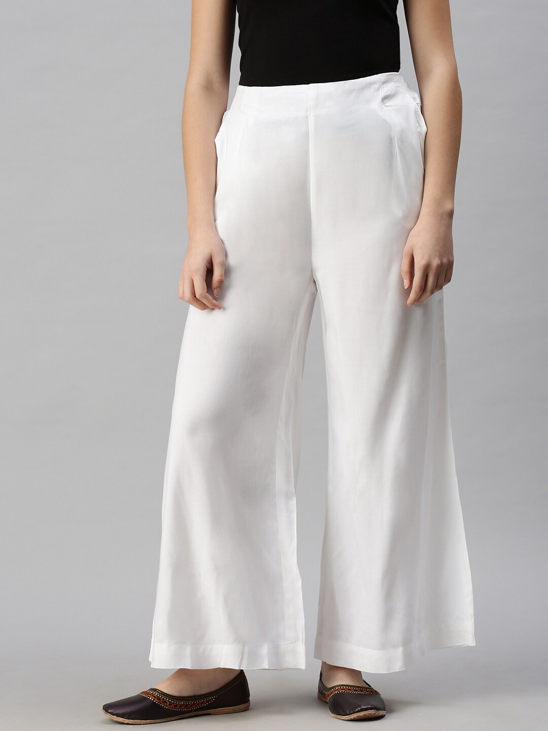 

De Moza Women White Flared Palazzos