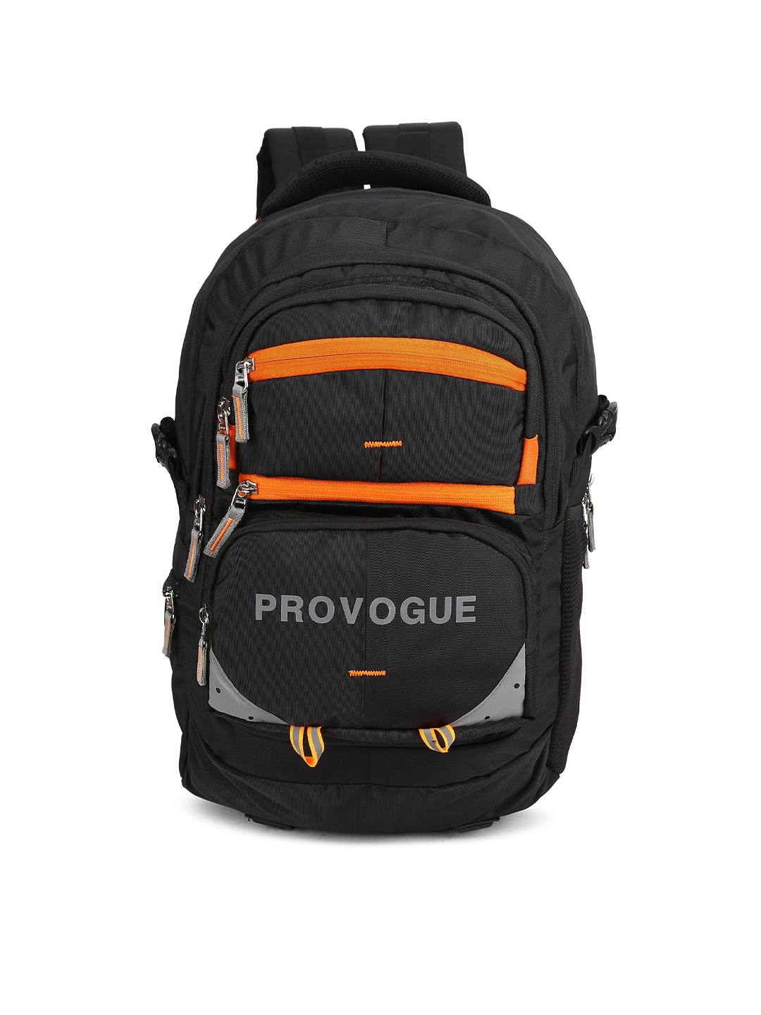 

Provogue Unisex Black & Orange Colour-blocked with Reflective Strip Backpack