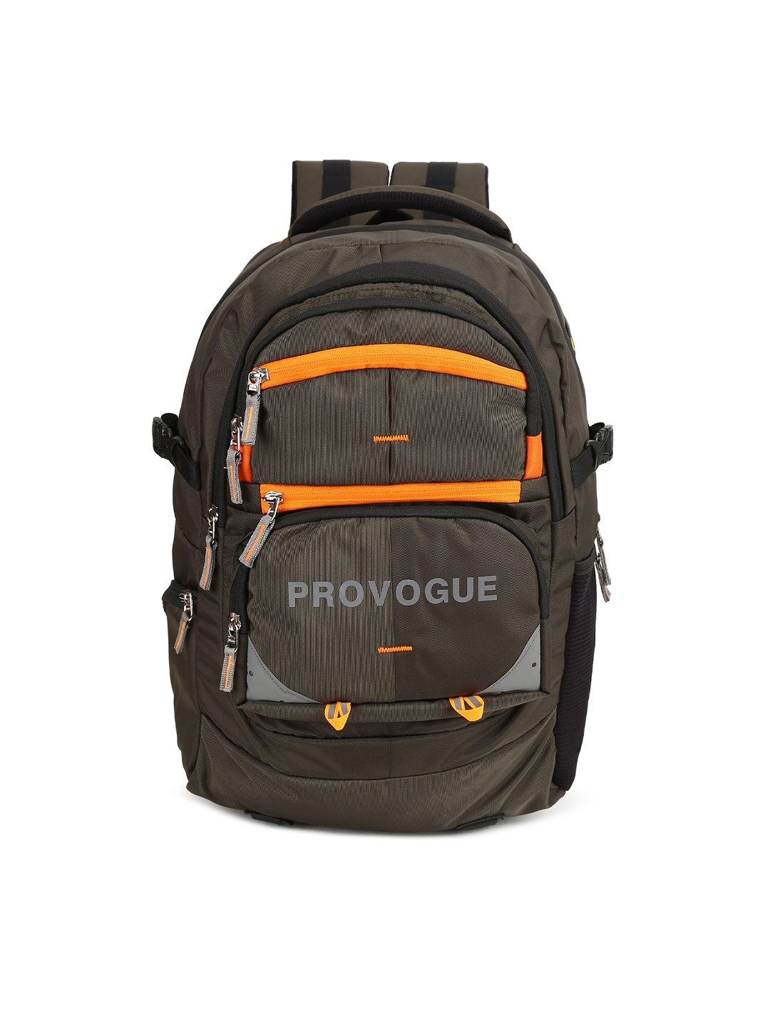 

Provogue Unisex Grey & Orange Colourblocked Backpack with Reflective Strip & Rain Cover