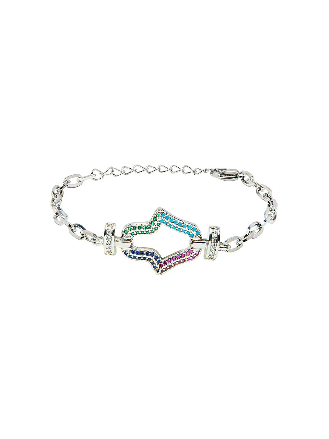 

Moon Dust Women Silver-Toned Cubic Zirconia Studded Charm Bracelet