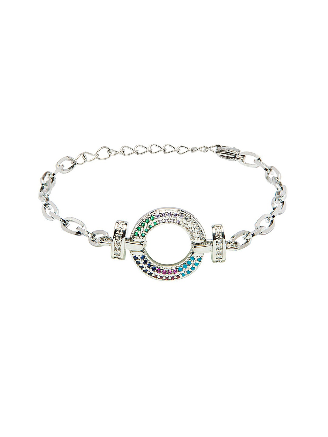 

Moon Dust Silver-Plated Cubic Zirconia Studded Charm Bracelet