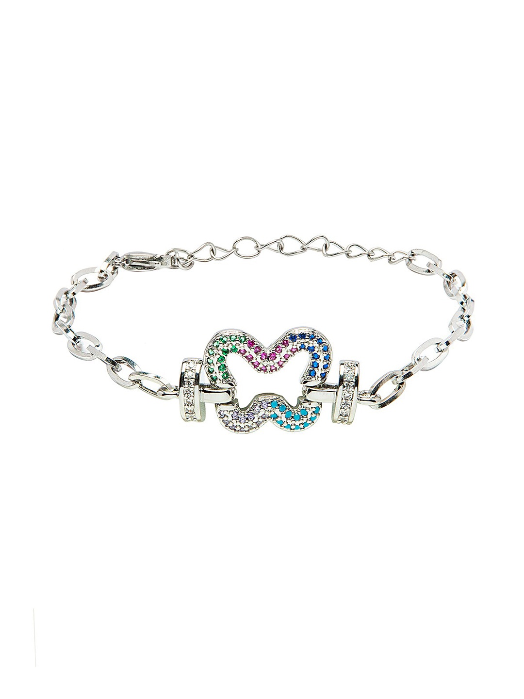 

Moon Dust Silver-Plated Cubic Zirconia Studded Charm Bracelet