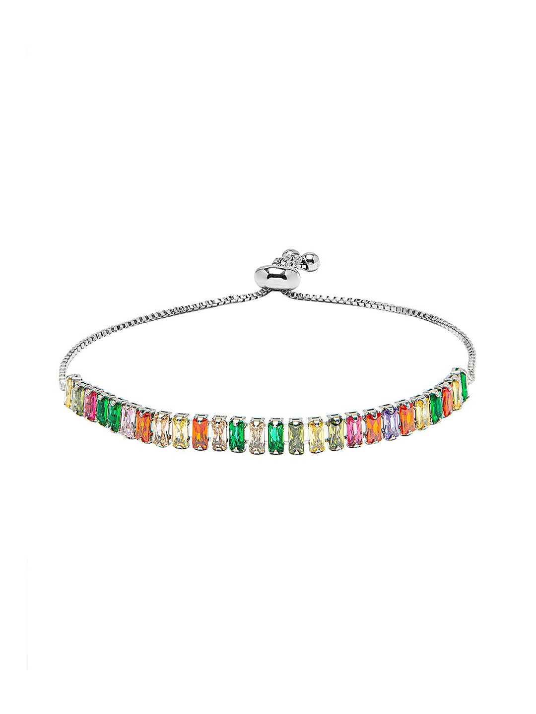 

Moon Dust Women Silver-Toned & Orange Brass Cubic Zirconia Enamelled Charm Bracelet