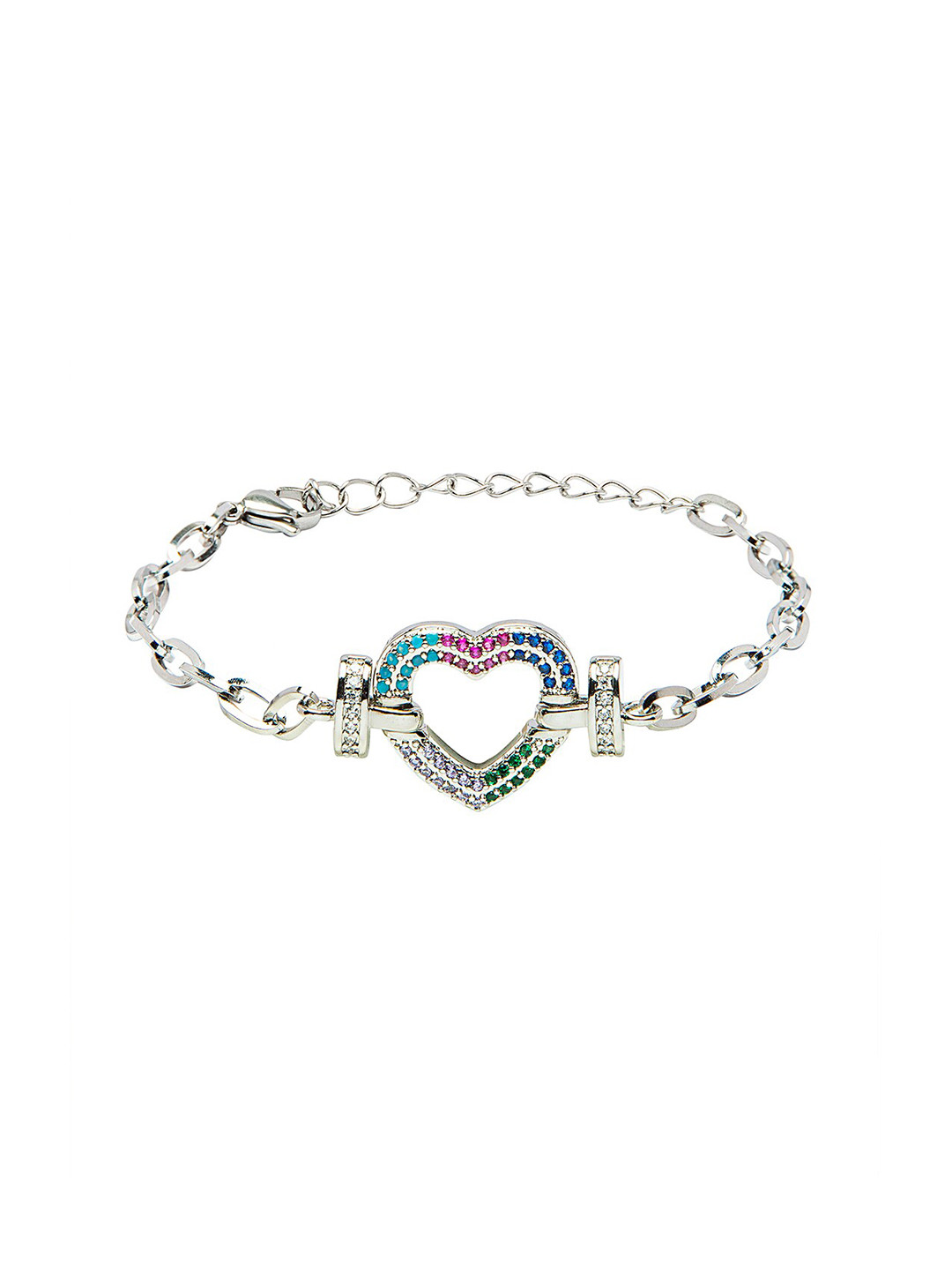 

Moon Dust Women Silver-Toned Brass Cubic Zirconia Silver-Plated Charm Bracelet