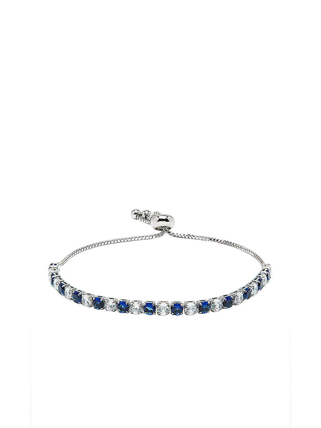 

Moon Dust Women Silver-Toned & Blue Brass Cubic Zirconia Silver-Plated Charm Bracelet
