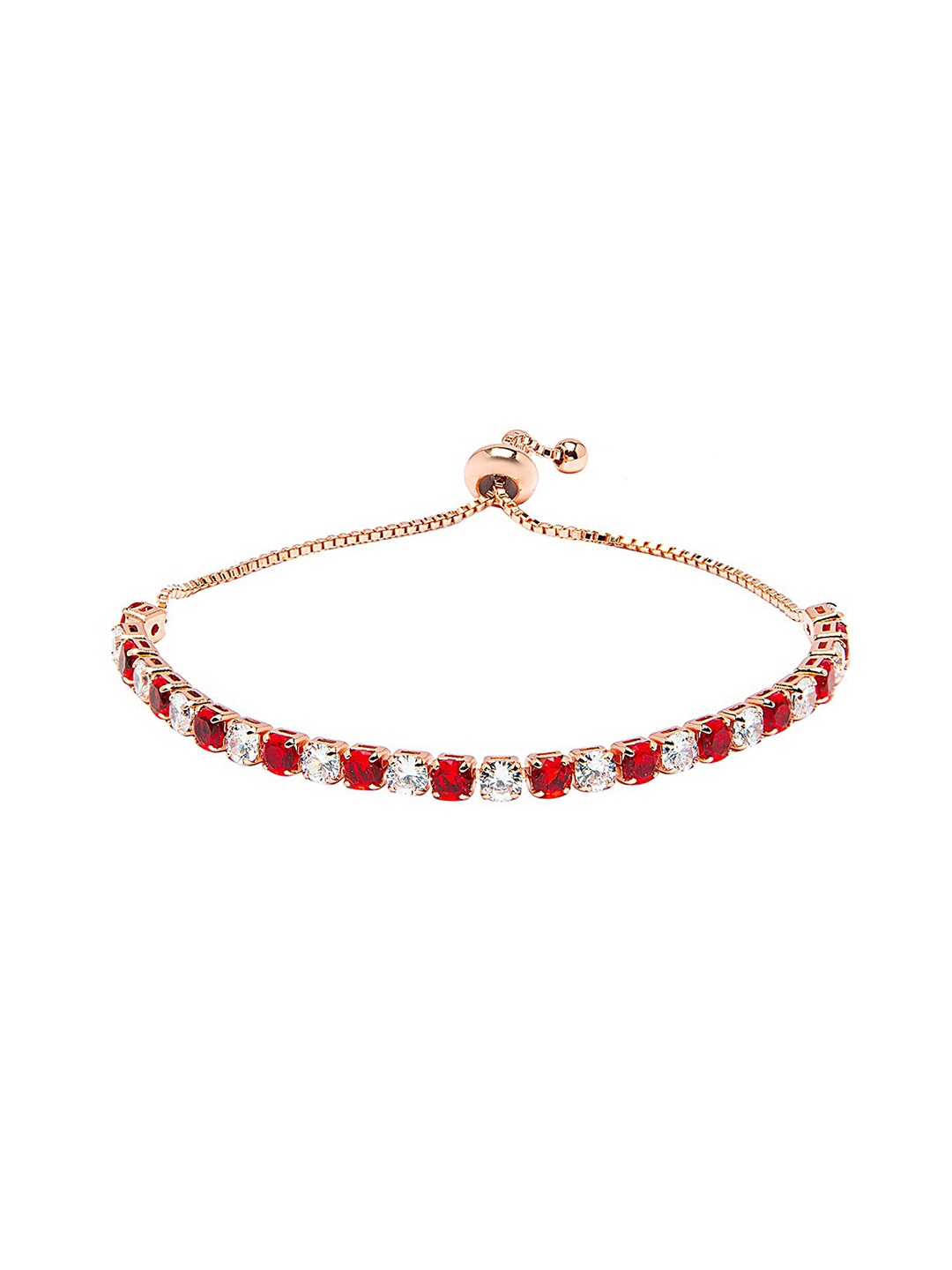 

Moon Dust Women Rose Gold-Plated Red & White Brass Cubic Zirconia Charm Bracelet