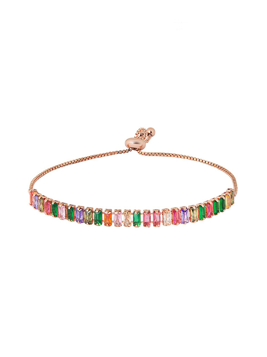 

Moon Dust Women Rose Gold-Plated Pink & Green Brass Cubic Zirconia Charm Bracelet