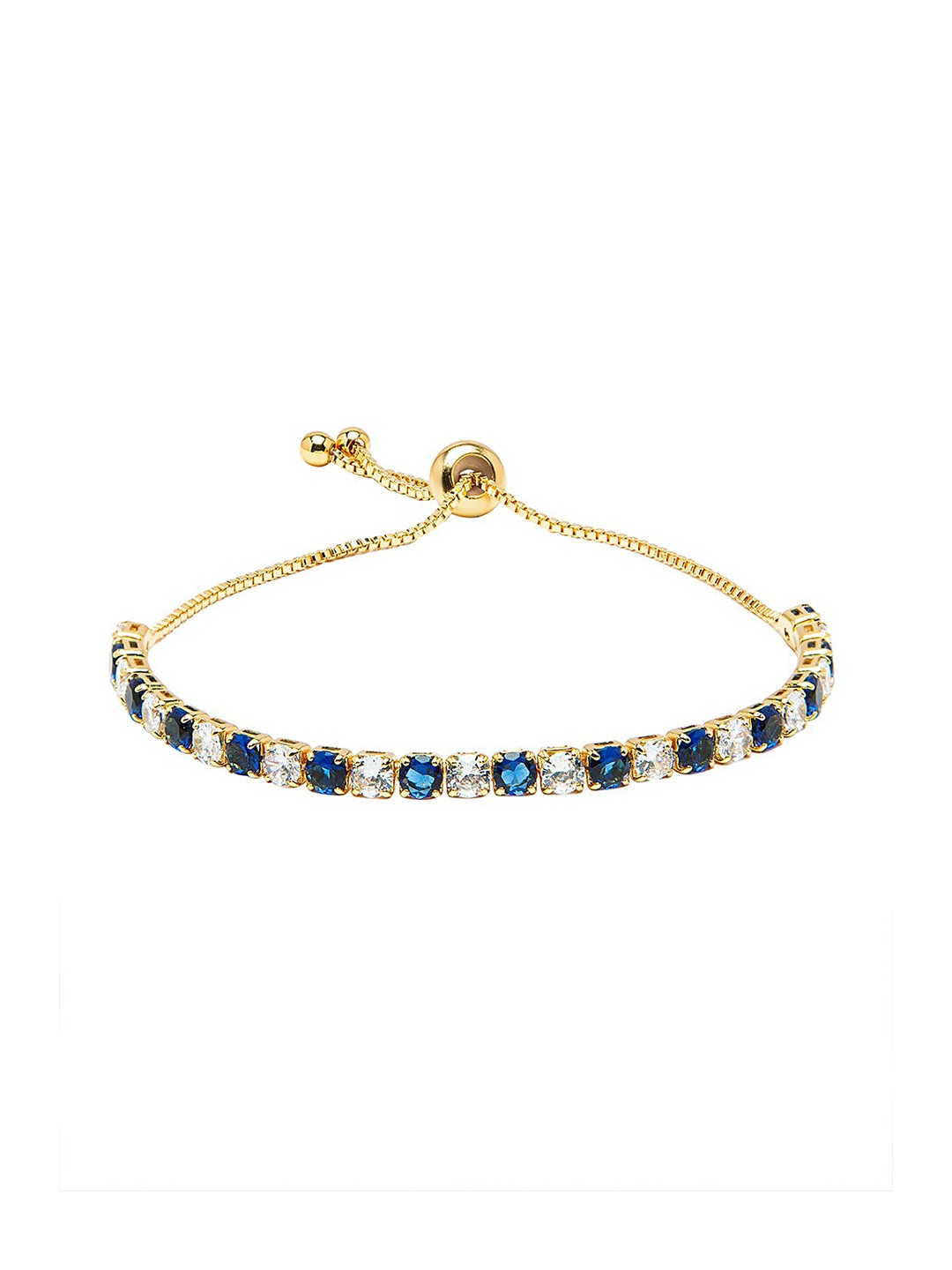 

Moon Dust Women Gold-Toned & Blue Brass Cubic Zirconia Gold-Plated Charm Bracelet