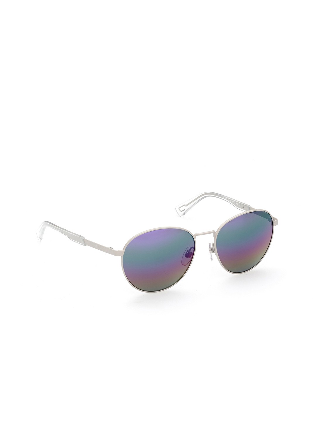 

DIESEL Men Blue Lens & Steel-Toned Round Sunglasses with UV Protected Lens
