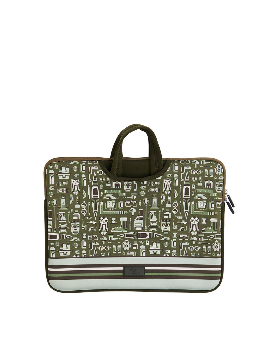

Chumbak Unisex Khaki & Grey Printed Laptop Sleeve