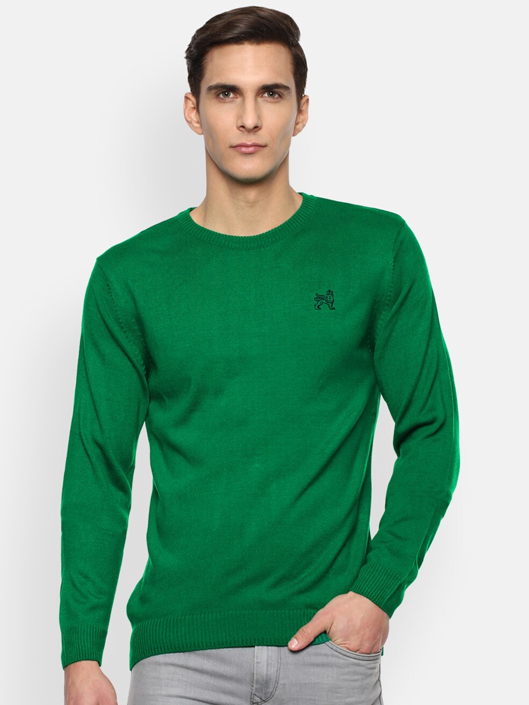 

Van Heusen Sport Men Green Solid Acrylic Pullover