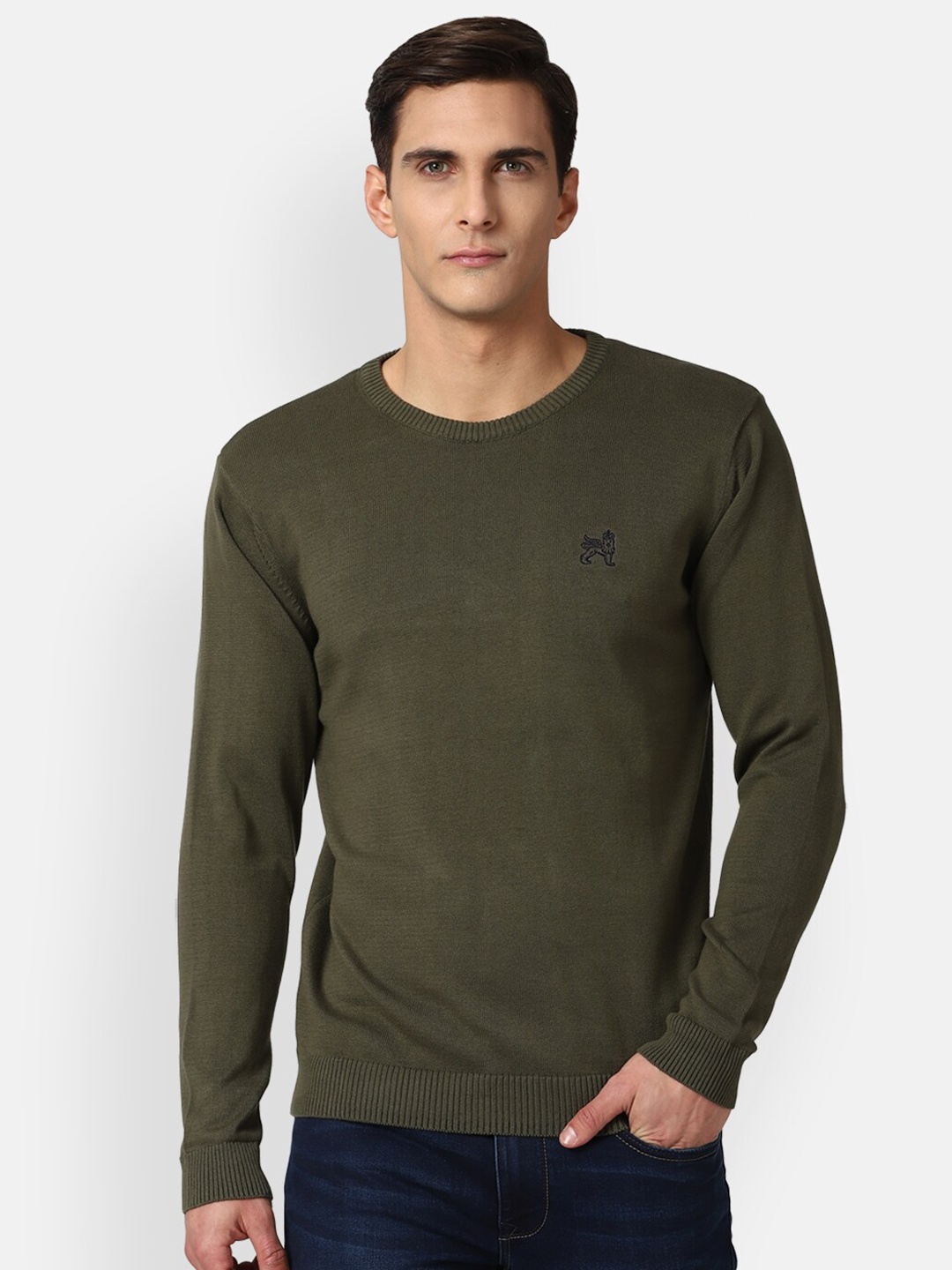 

Van Heusen Sport Men Olive Green Pure Cotton Pullover