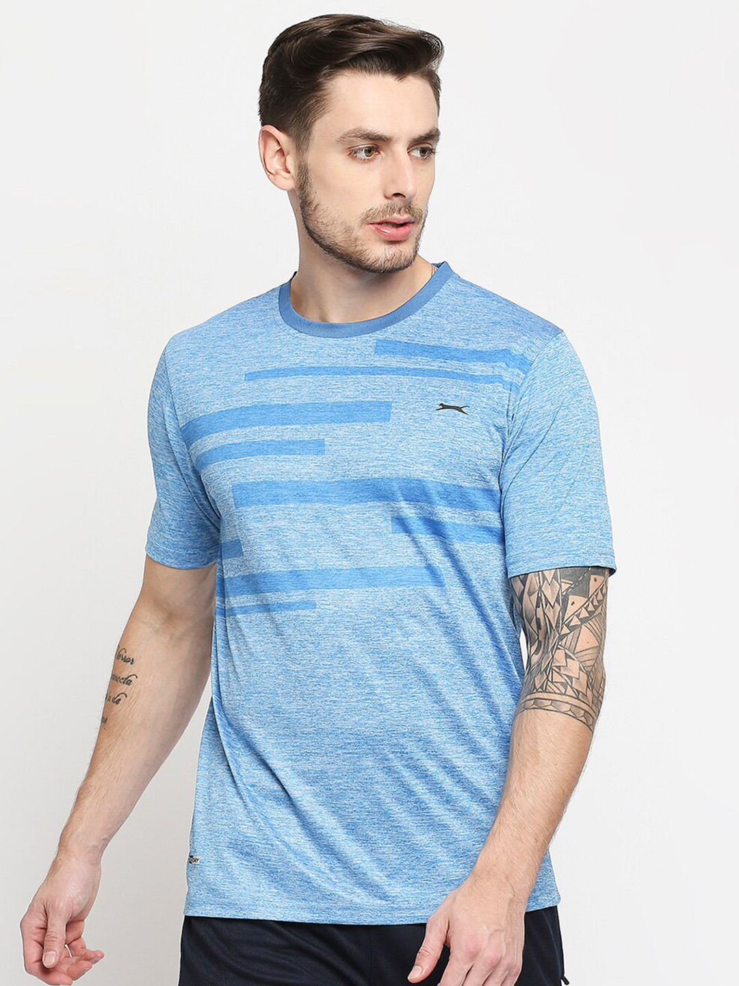 

Black Panther Men Blue Striped Running T-shirt