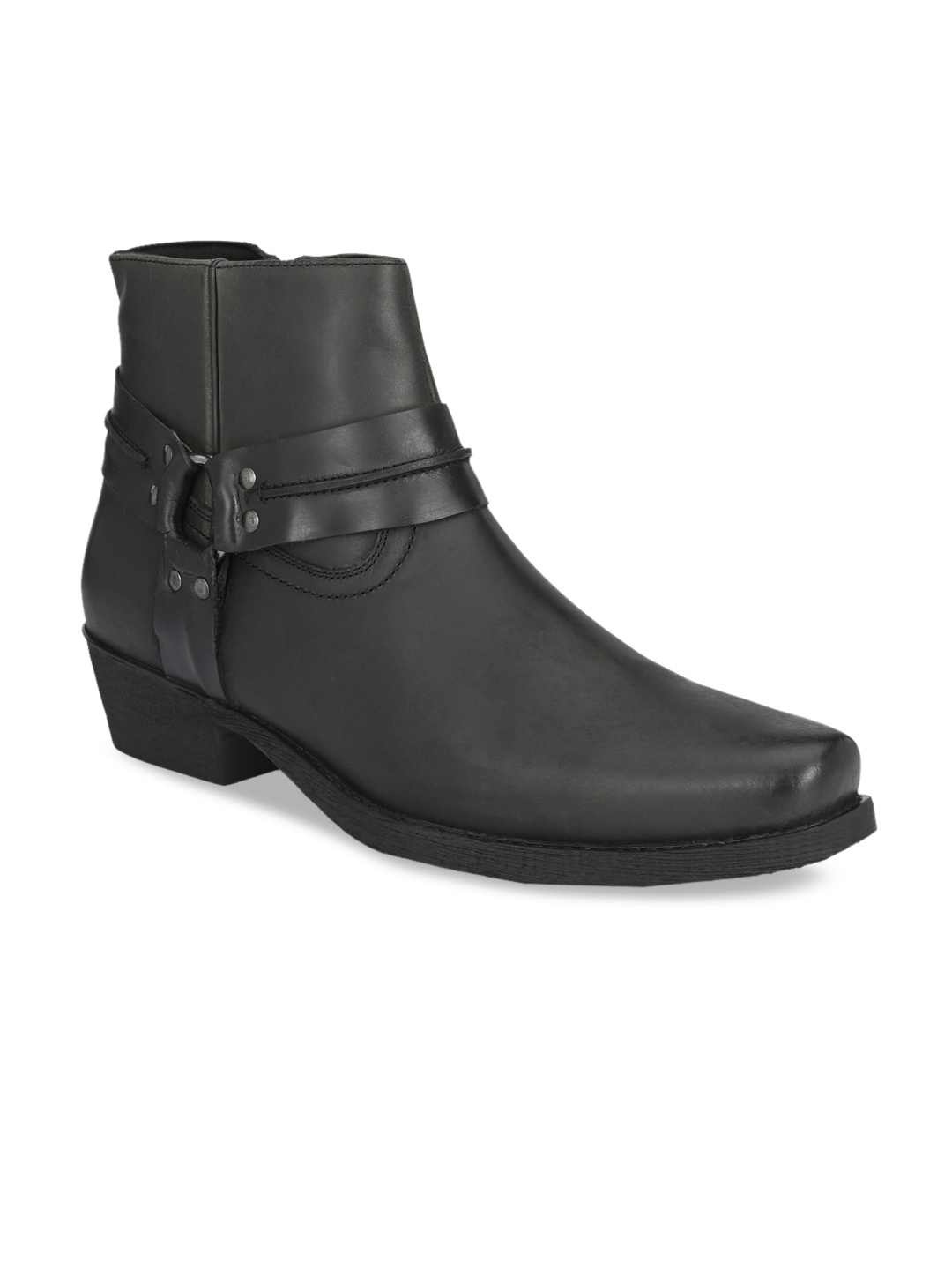 

Delize Men Black Leather Flat Boots