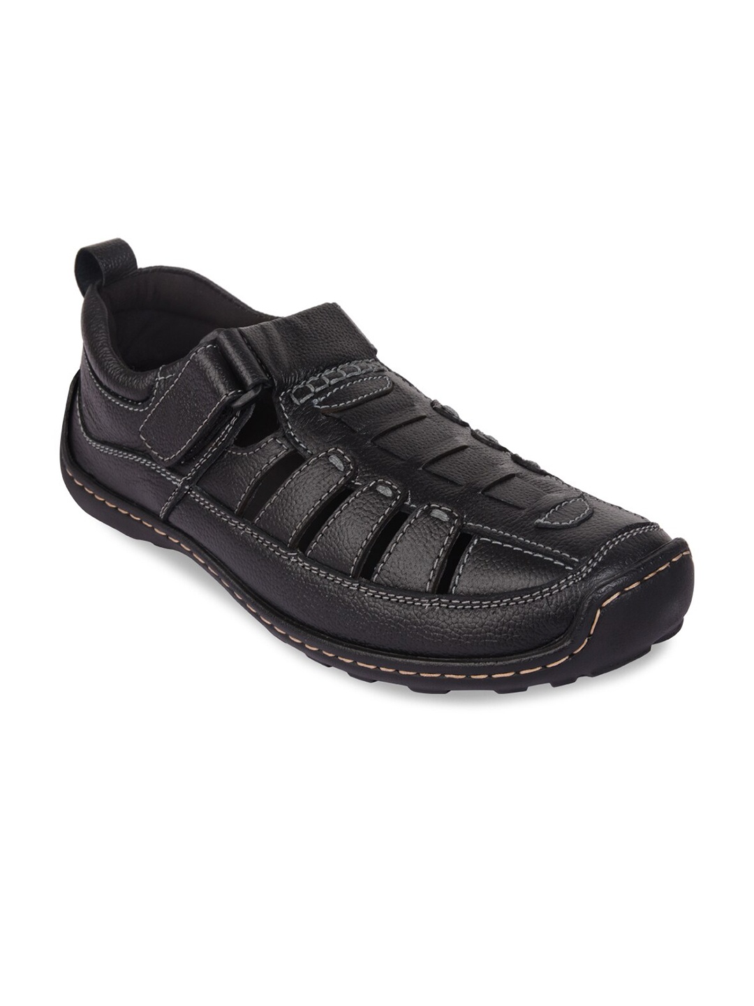 

Regal Men Black Leather Shoe-Style Sandals