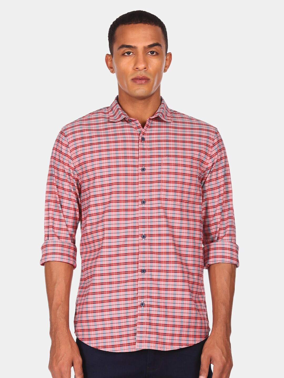 

Ruggers Men Red Checked Regular Fit Casual Shirt