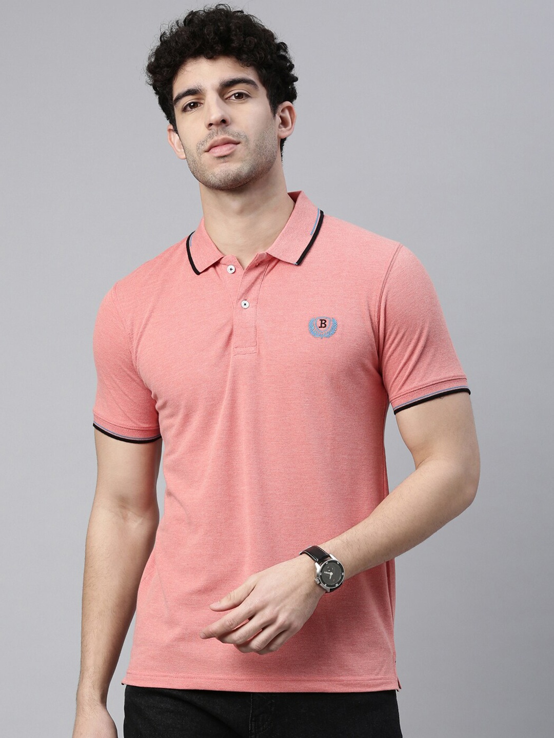 

Bushirt Men Coral Polo Collar T-shirt