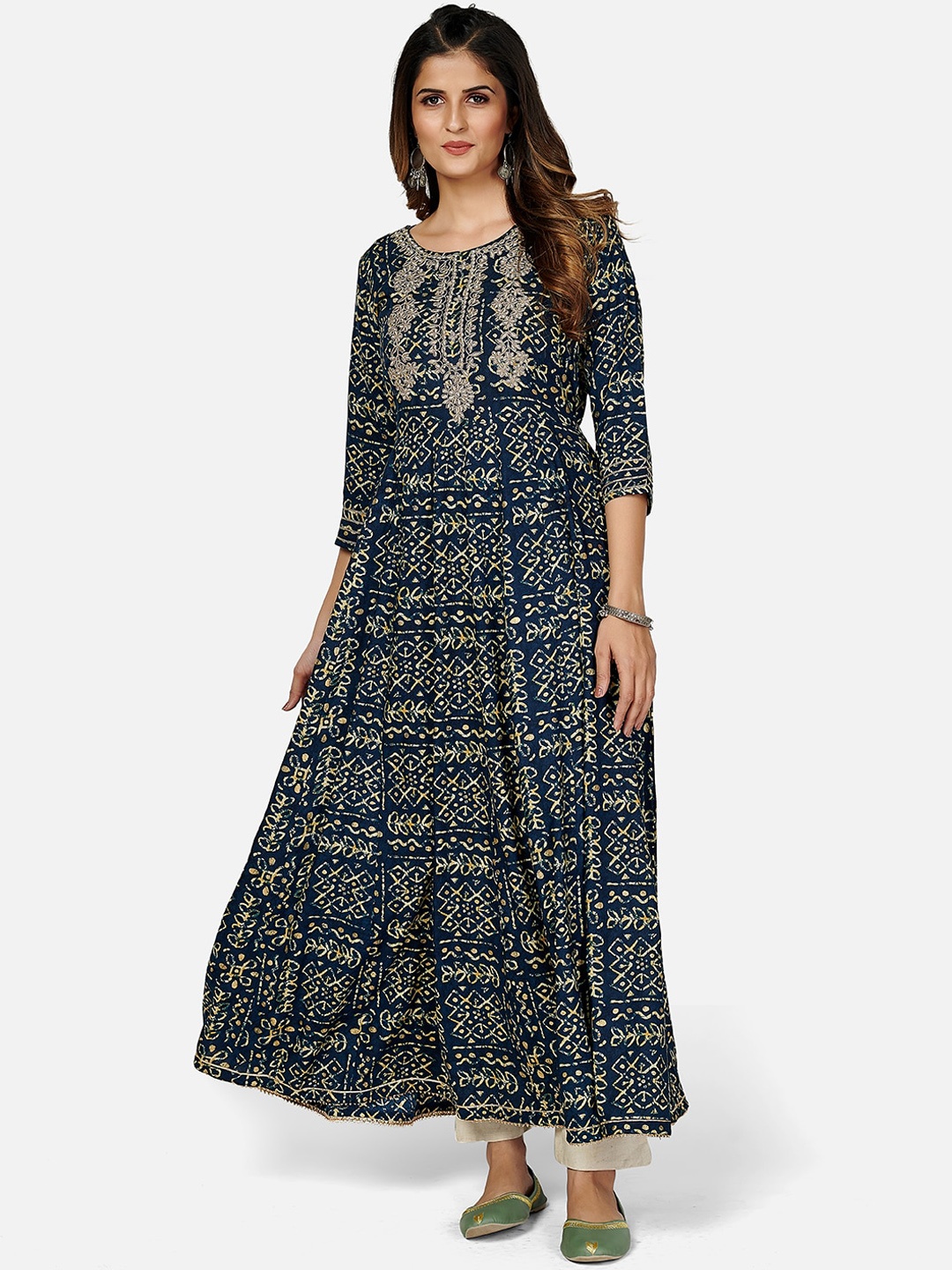 

Vbuyz Women Blue Printed Anarkali Kurta