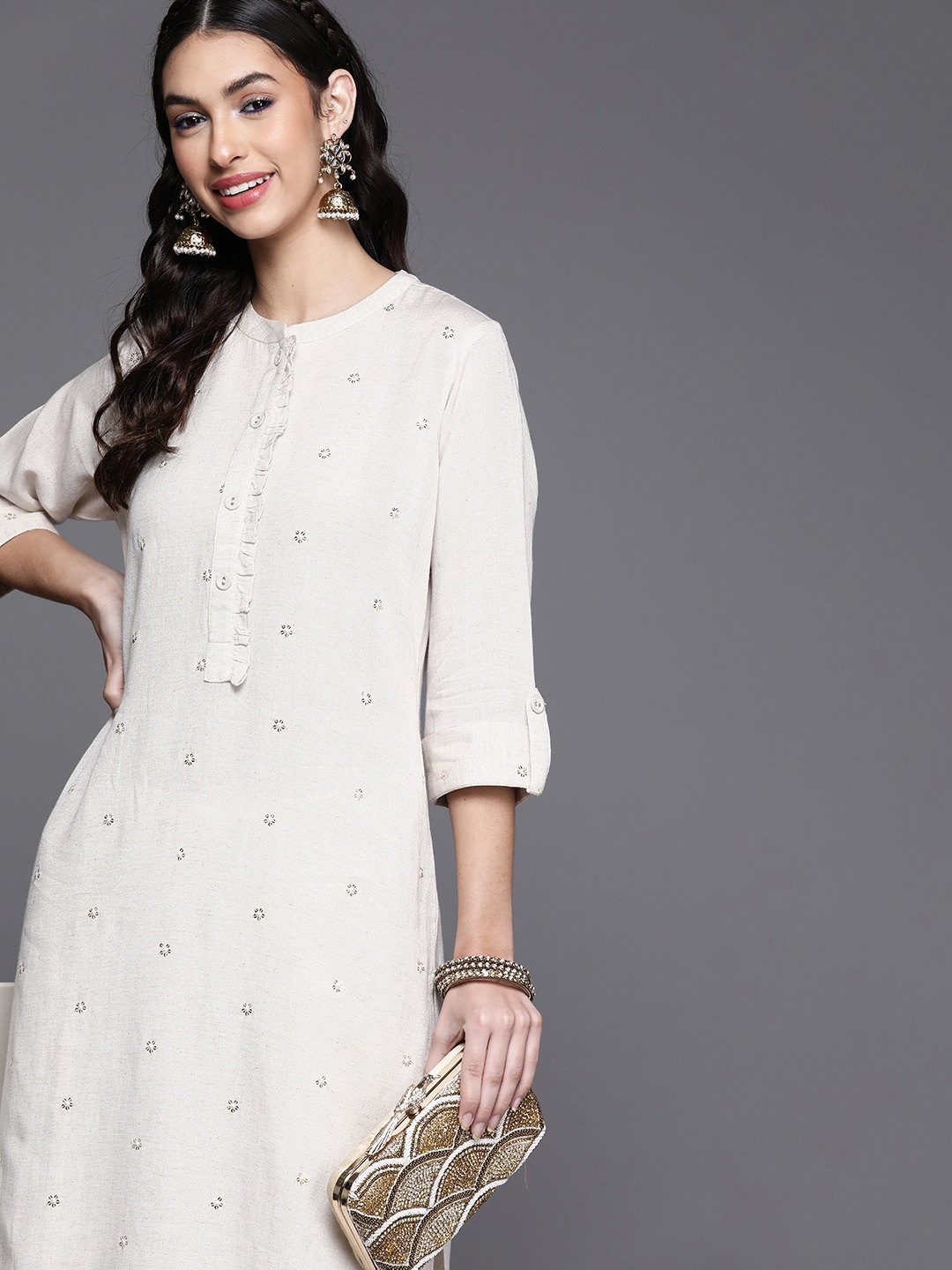 

Libas Women Off White Embellished White Romance Kurta