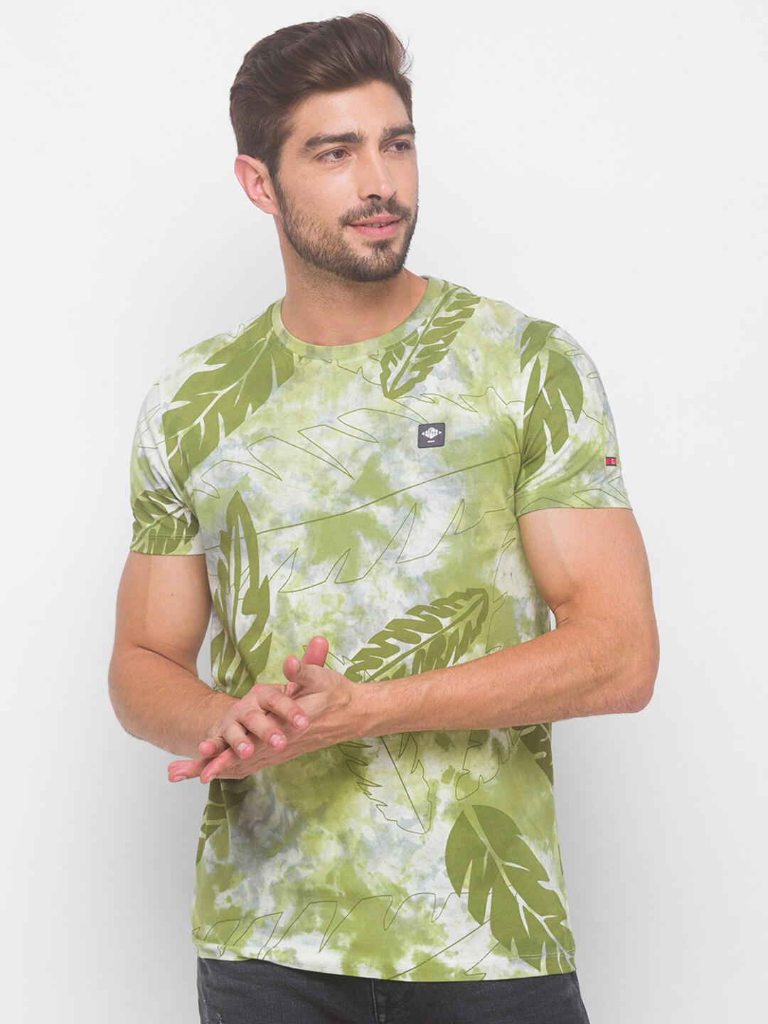 

Being Human Men Green Floral Printed Pure Cotton T-shirt