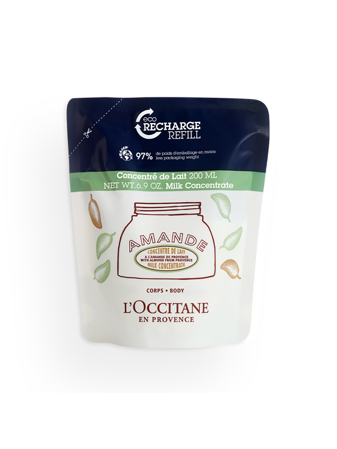 

LOccitane en Provence Almond Milk Concentrate Eco-Recharge Refill Body Lotion 200 ml, White