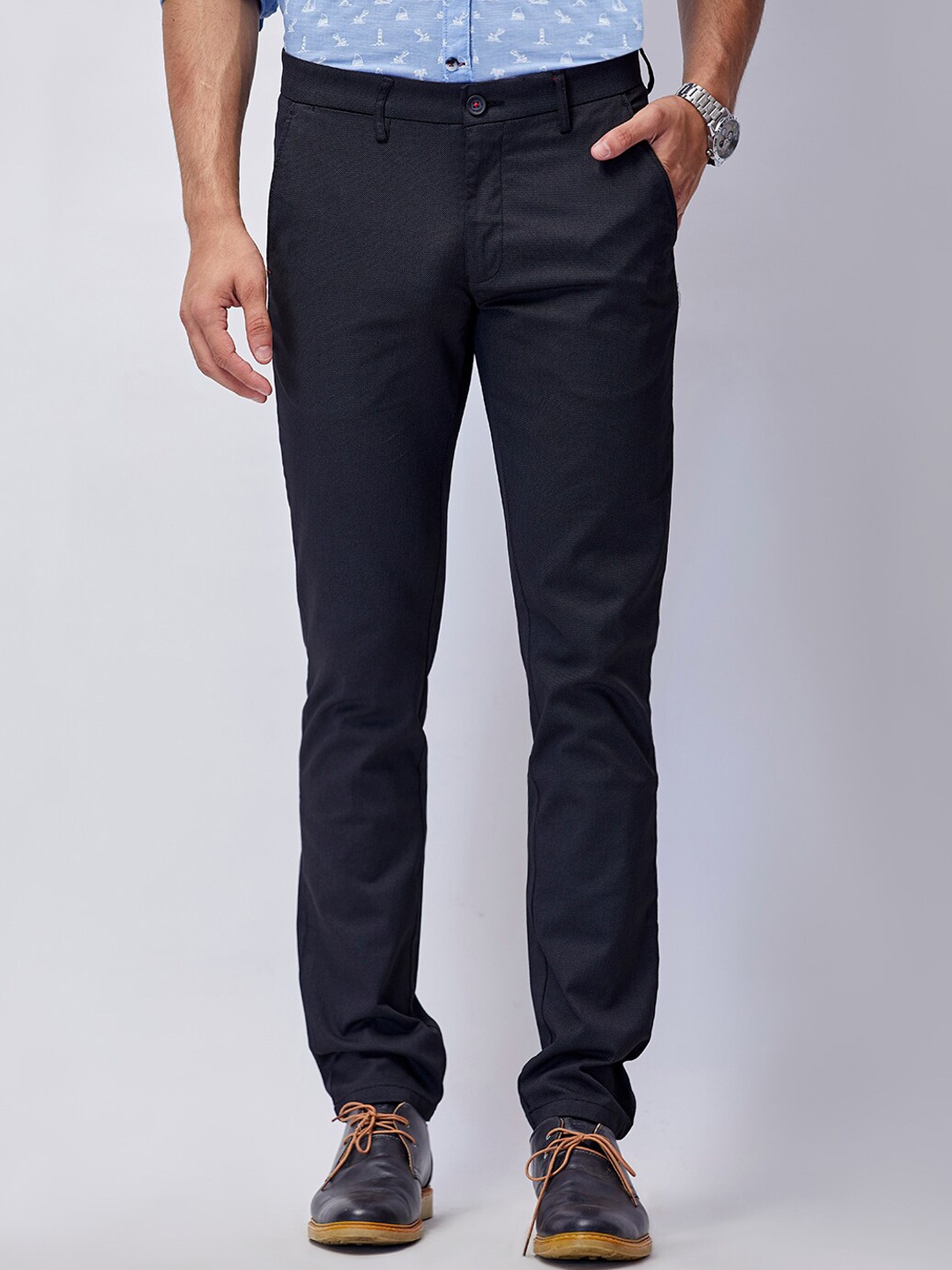 

J Hampstead Men Black Wrinkle Free Smart Slim Fit Chinos