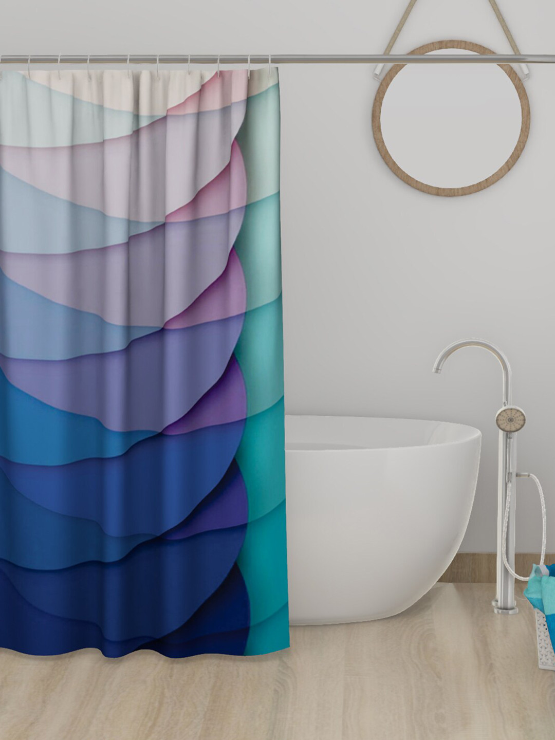 

Lushomes Blue & Pink Printed Shower Curtain