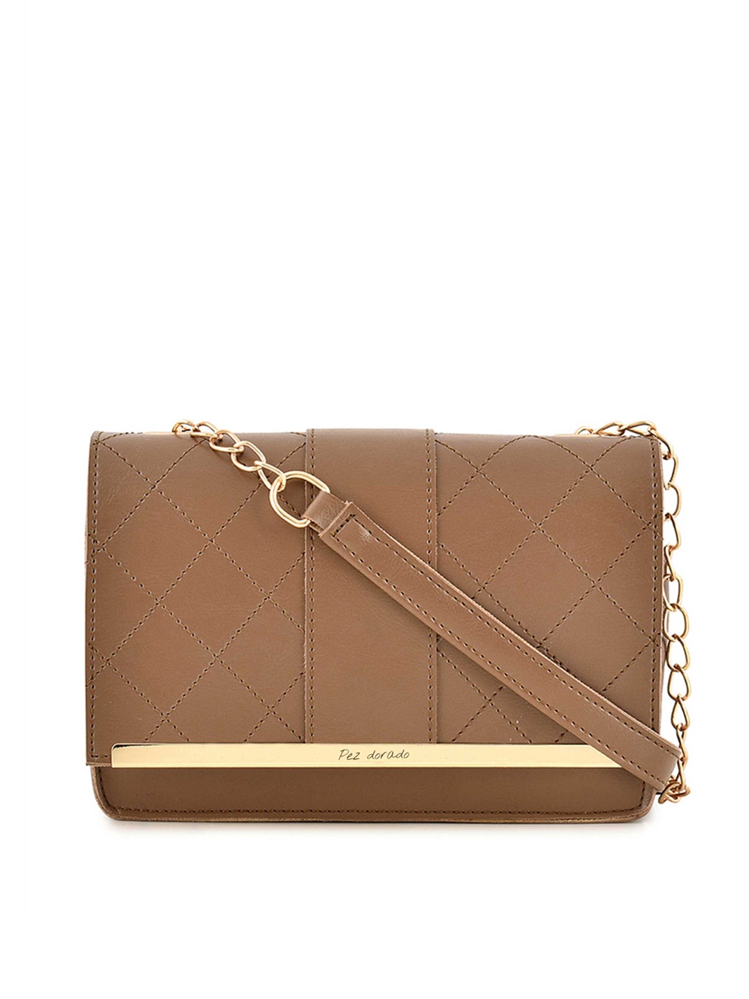 

Pez dorado Brown Synthetic Leather Textured & Quilted Swagger Sling Bag