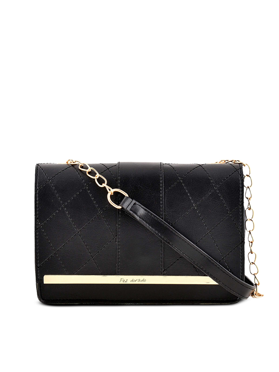 

Pez dorado Black Textured Swagger Sling Bag