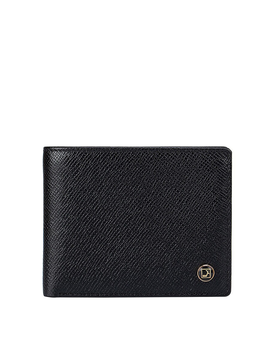 

Da Milano Men Black Textured Leather Two Fold Wallet